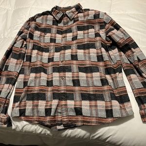Preowned Carbon 2 Cobalt Flannel Shirt, Large, Multi Earth Tones